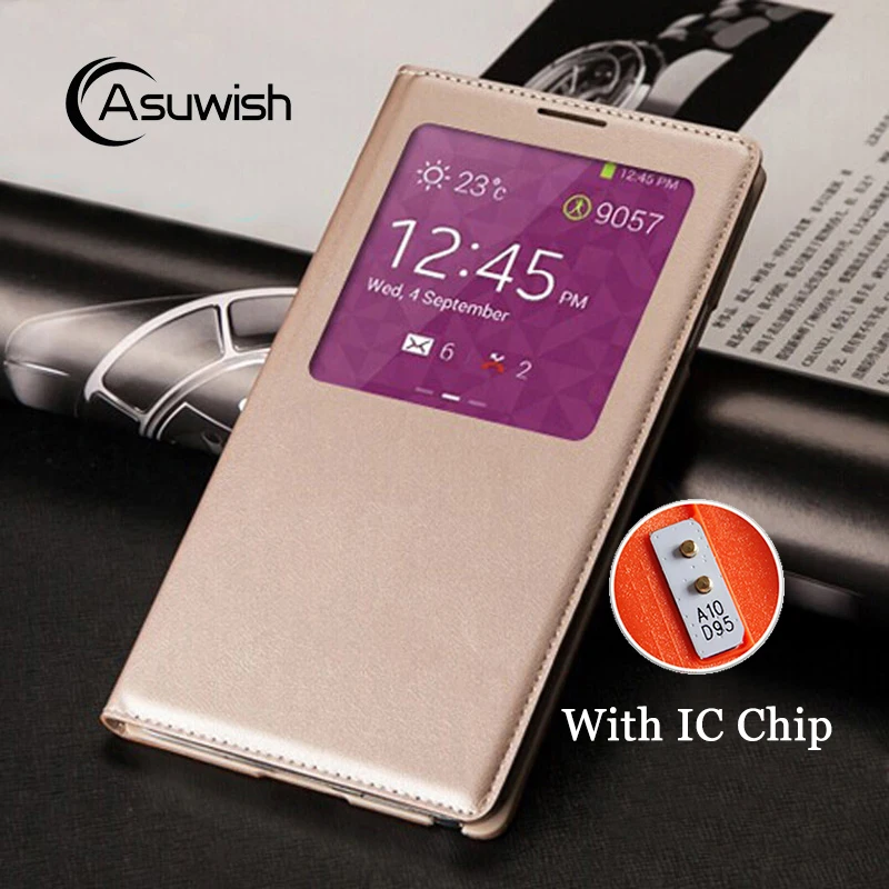 

Flip Cover Leather Phone Case For Samsung Galaxy Note 3 Note3 Not III SM 9005 N900 N9005 SM-N900 SM-N9005 Cover Smart View Chip