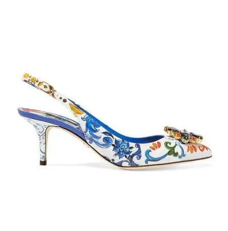 Zapatos mujer; Весенние Свадебные туфли; женские модельные туфли-лодочки на шпильке с принтом розы; женские туфли из черной кожи на высоком каблуке со стразами - Цвет: color 7