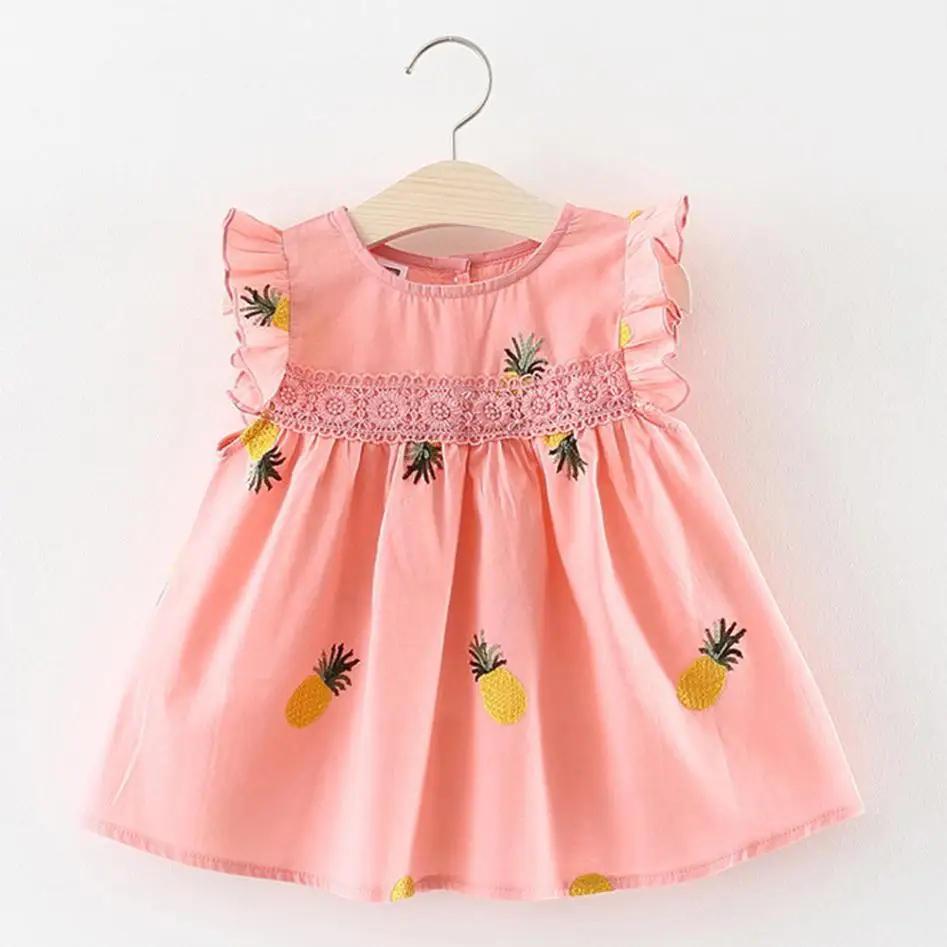 

MUQGEW Baby girls pineapple embroidery lace dress Ruffles a-line princess dress 2018 Summer children unicorn party dress vestido