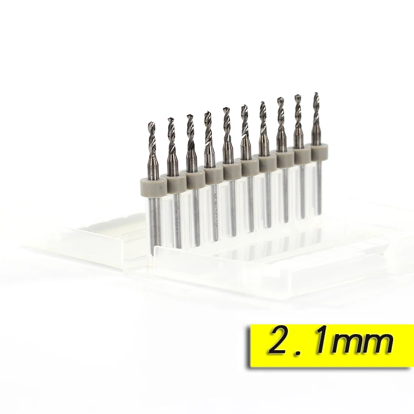 SSOOGTECH 10 Pcs 2.1mm Import Carbide PCB Drill Bits, Print Circuit