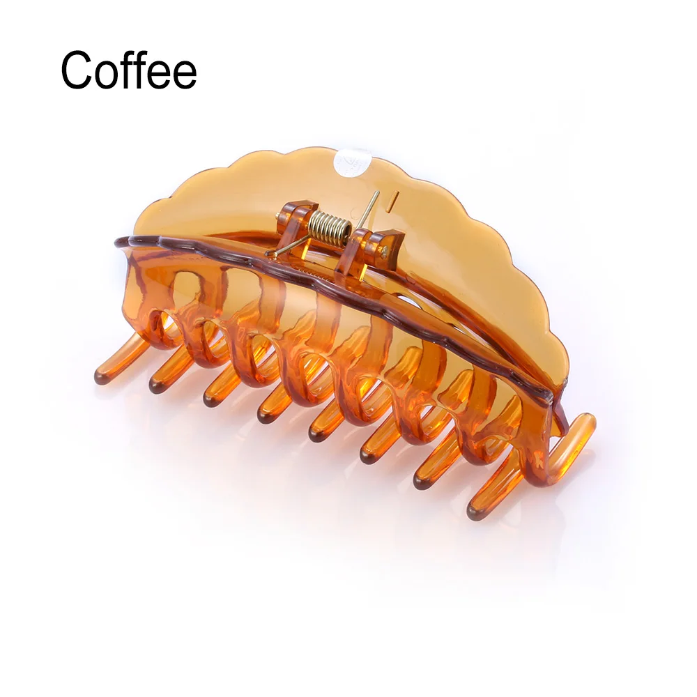 Hollow Out Hair Claw Clips Colorful Hairpin Women Scrub Black Plastic Carving Crab For Hair Large Size Hair Clamps New Fashion - Цвет: coffee