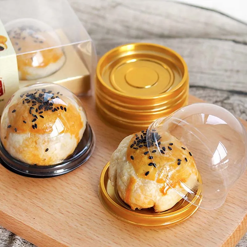 

50 Pcs Mini Round Moon Cake Container Trays Packaging Box Holder Wedding Party Favor Boxes 50g Mooncake Egg-Yolk Puff Holders