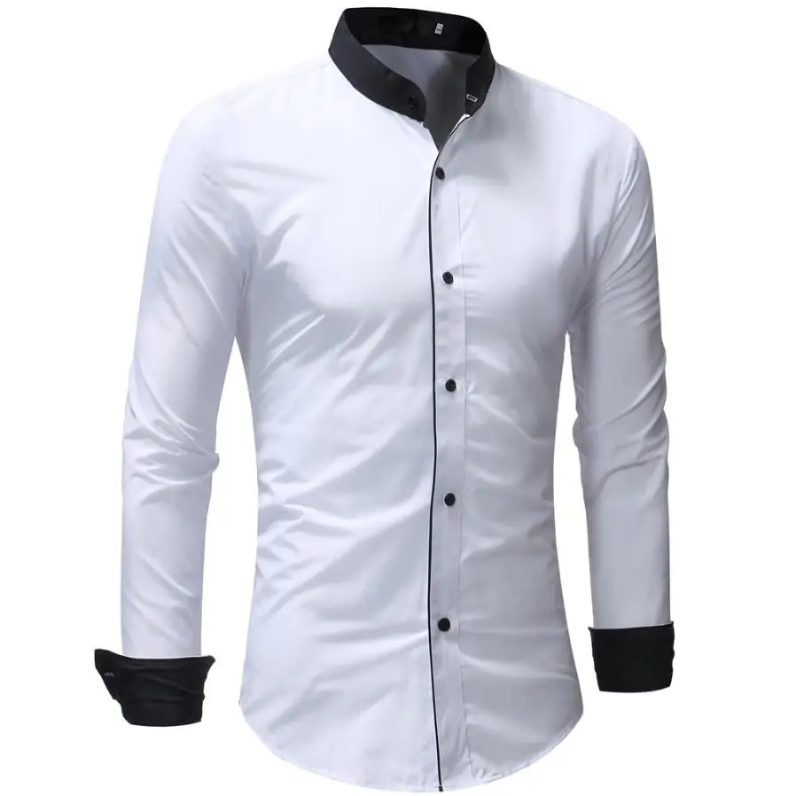 

JAYCOSIN 2018 Mens Casual Pullover Patchwork Long Sleeved Pocket Tops Male Social Dress Shirts Dropshipping 30p