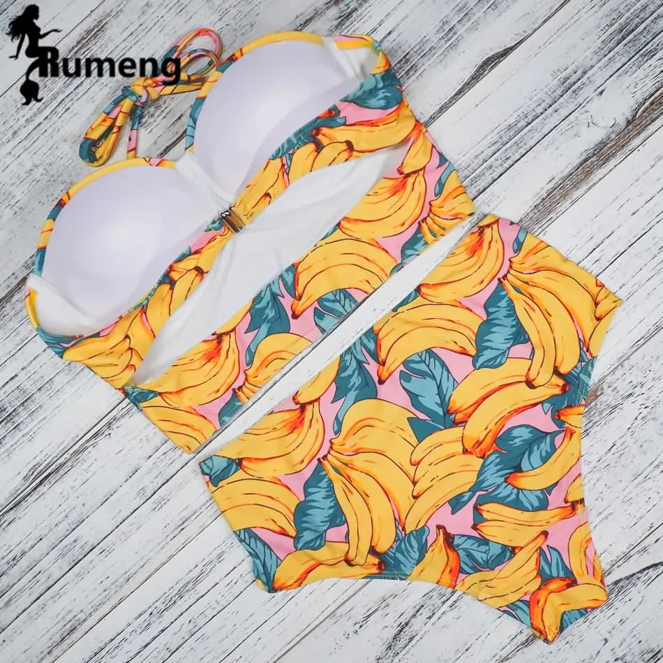 Rumeng conjunto de biquíni bandeau preto biquínis