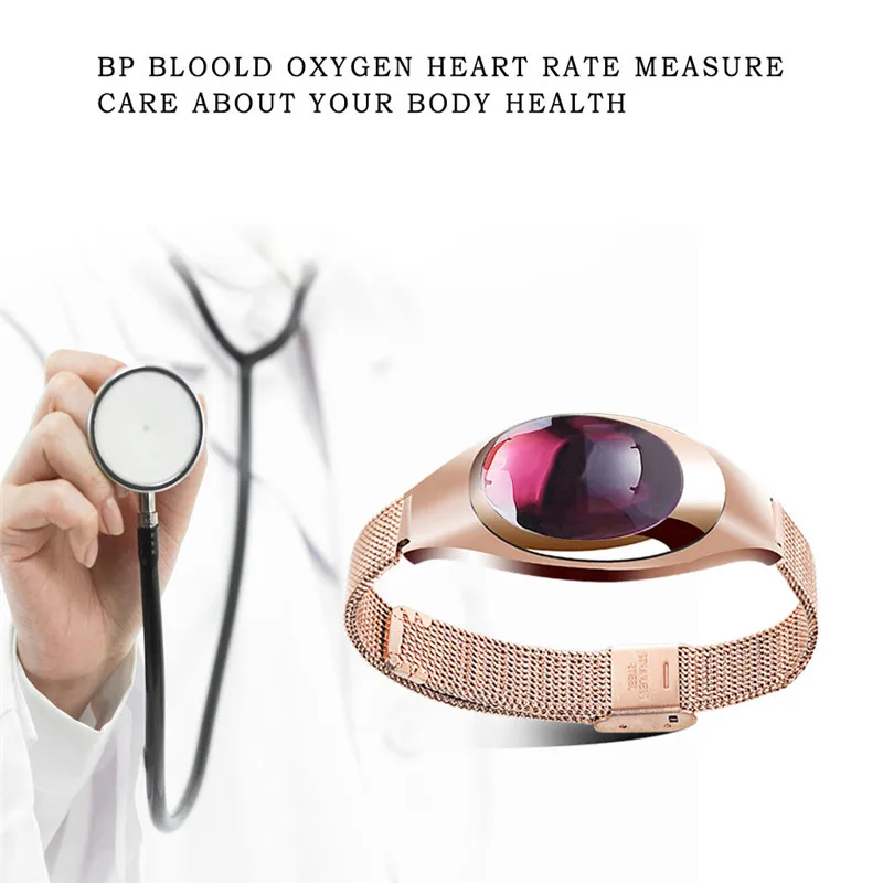 MOCRUX Z18 женские модные Смарт-часы с кровяным давлением, пульсометром, шагомером, фитнес-трекером, браслет для Android IOS