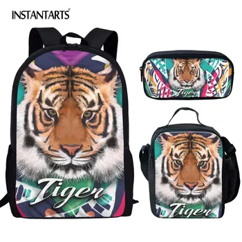 

INSTANTARTS 3D Animal Tiger Print School Backpacks for Students Casual Big Bookbags Brand Designer Children Satchel Mochilas