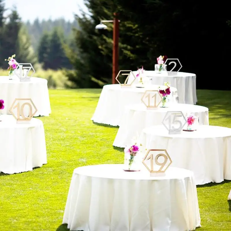 Зеркальные Свадебные сиденья карты шестигранные таблички на стол с цифрами для свадебной вечеринки декор Серебро Золото акриловый номер день рождения геометрический