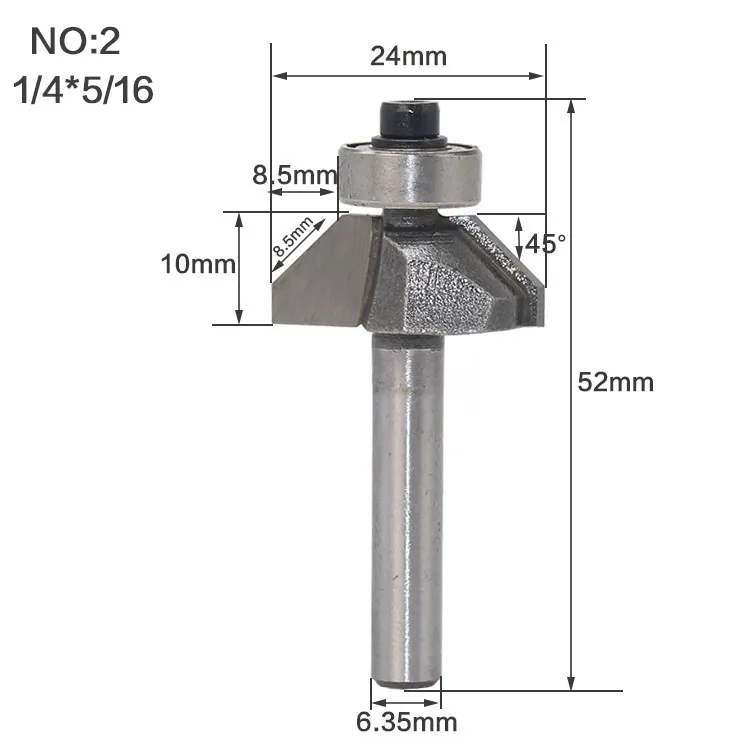 1 шт. 1/" 1/2" хвостовик фаски Фрезы для дерева конский нос бит 45 градусов Деревообрабатывающие инструменты с ЧПУ Два флейты Концевая фреза
