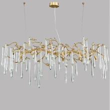 БОЛЬШИЕ ХУДОЖЕСТВЕННЫЕ ветви Цветная глазурь отель люстра медная хрустальная люстра лобби гостиная вилла светильник