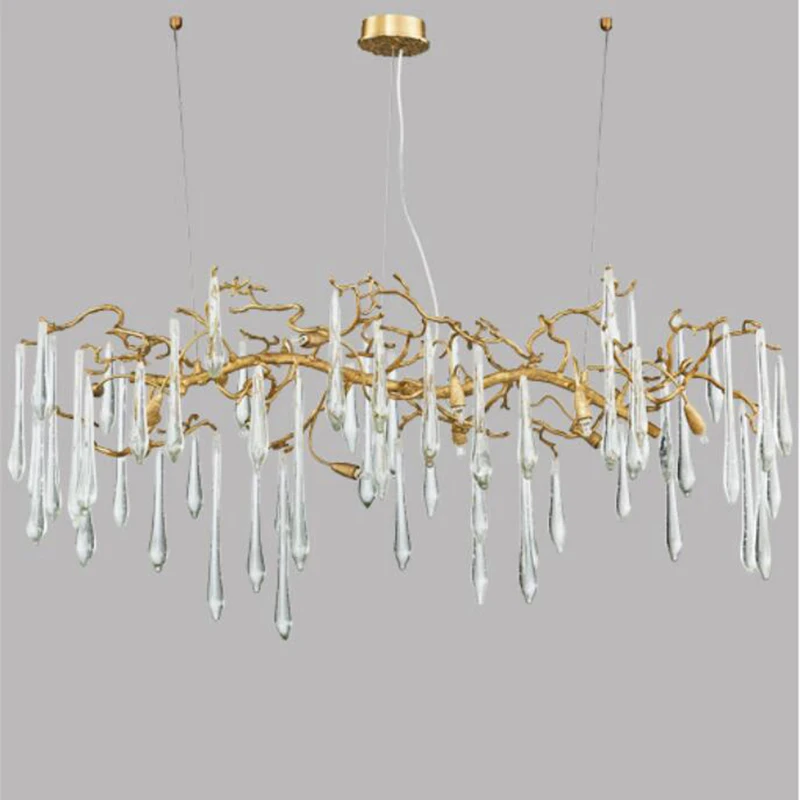 

Large Artistic Branches Colored Glaze Hotel Chandelier Copper crystal Chandelier Lobby living room villa light