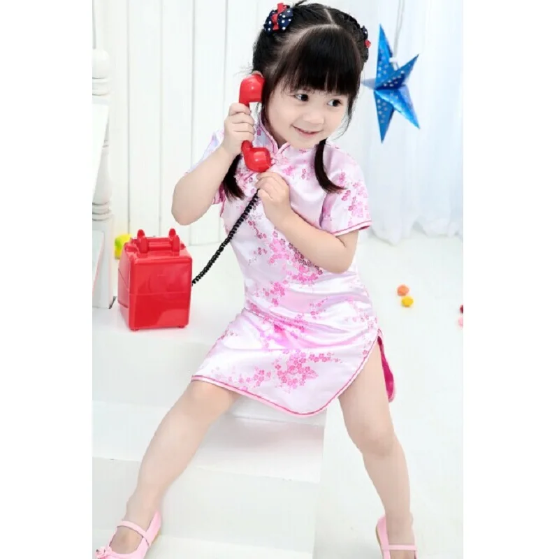 Cinese Nuovo Anno Di Stile Chi-Pao Qipao Cheongsam Vestiti Da Regalo Rosa Prezzo Più Basso Del Vestito Dalla Ragazza