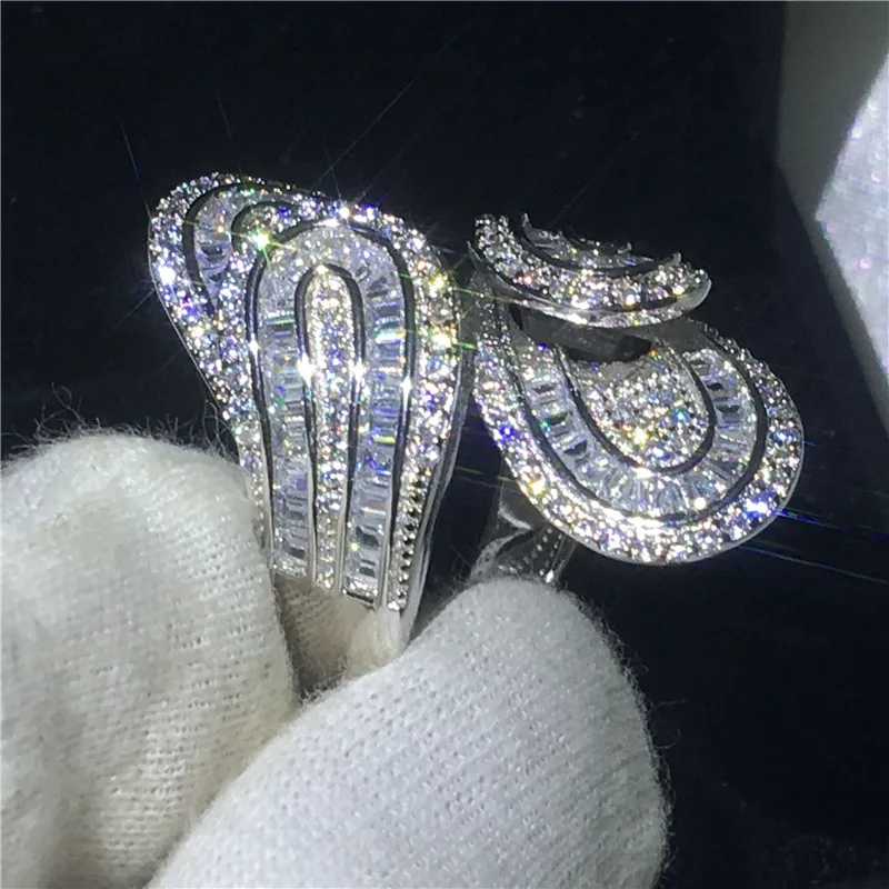 Choucong уникальное кольцо в форме большого цветка 5A Циркон sona Cz 925 пробы серебро обручальное кольцо кольца для мужчин и женщин ювелирные изделия на палец