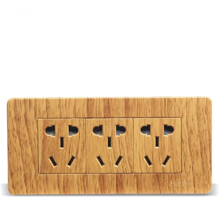 

Luxury Yellow Wood Pattern 118 Wall Switch, 15 Hole Socket, AC 110 ~ 250V