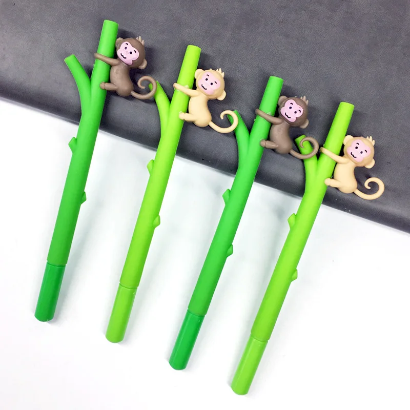 1 шт. гелевые ручки Kawaii Monkey милые из бамбука Новинка для детей Подарки школьные