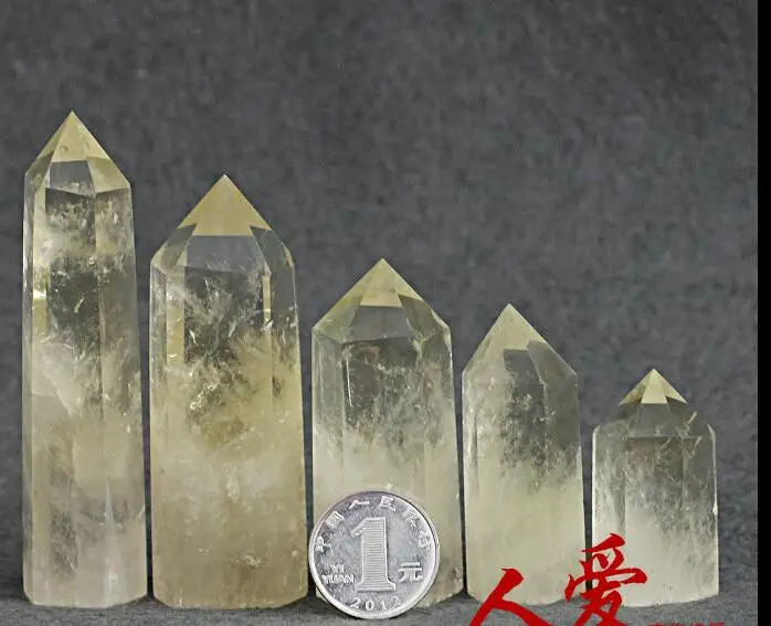 

68063+++5pc yellow Decoration crystal stone column single head tip