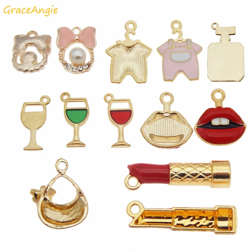 Эмалированные Подвески GraceAngie 10 шт./лот из цинкового сплава женская сумка для