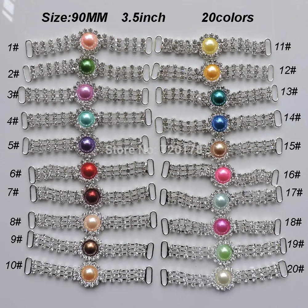 

3.5inch Pearl center rhinestone bikini connectors rhinestone bling BUCKLES 10pcs RCM57