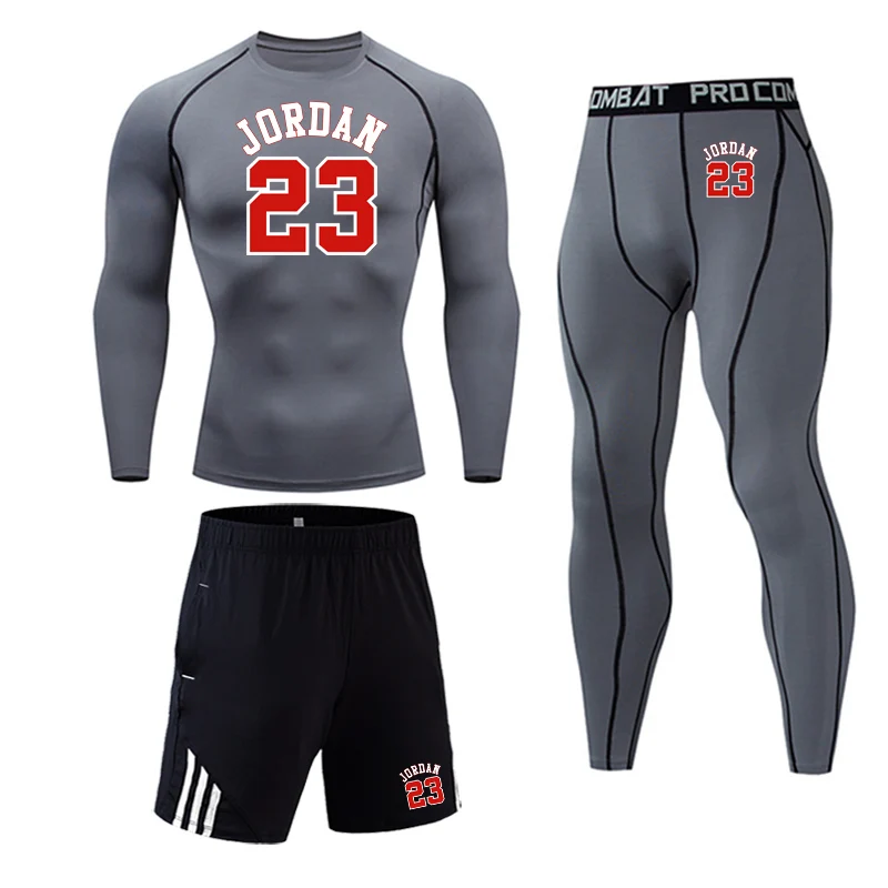 

man compression set tights Leggings men's sports suit jogging sets Gym Training T-shirt MMA rash guard male compression clothing