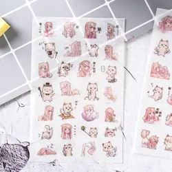 6 листов/упаковка Kawaii Cat клей наклейки, декоративный элемент для рукоделия наклейки канцелярские наклейки этикетки школьные записки бумага
