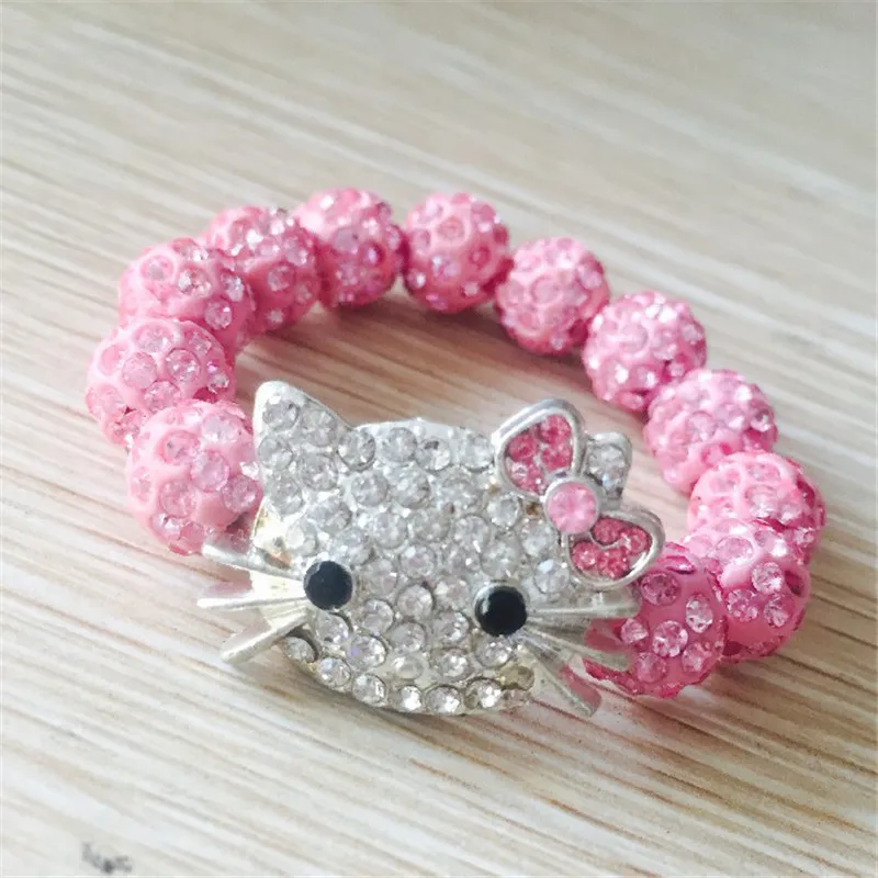 

1 PCS Hello Kitty Bracelets for Children Handmade Rope Chain Wrap Charm Bracelets Bangles