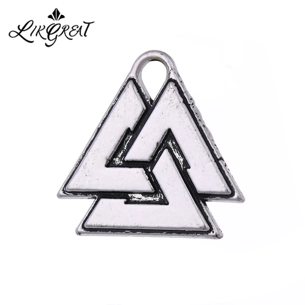 LIKGREAT винтажные скандинавские шармы Valknut для изготовления ювелирных изделий античное серебро подвеска в стиле Викки для ожерелья браслет