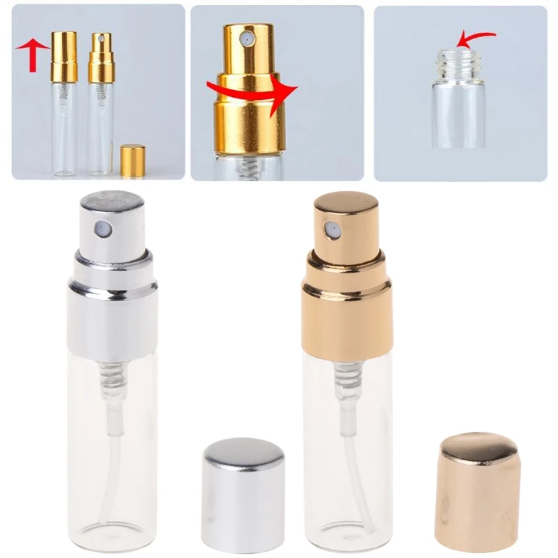

3ml Mini Portable Glass Bottle Empty Sprayer Cosmetics Travel Container Atomizer