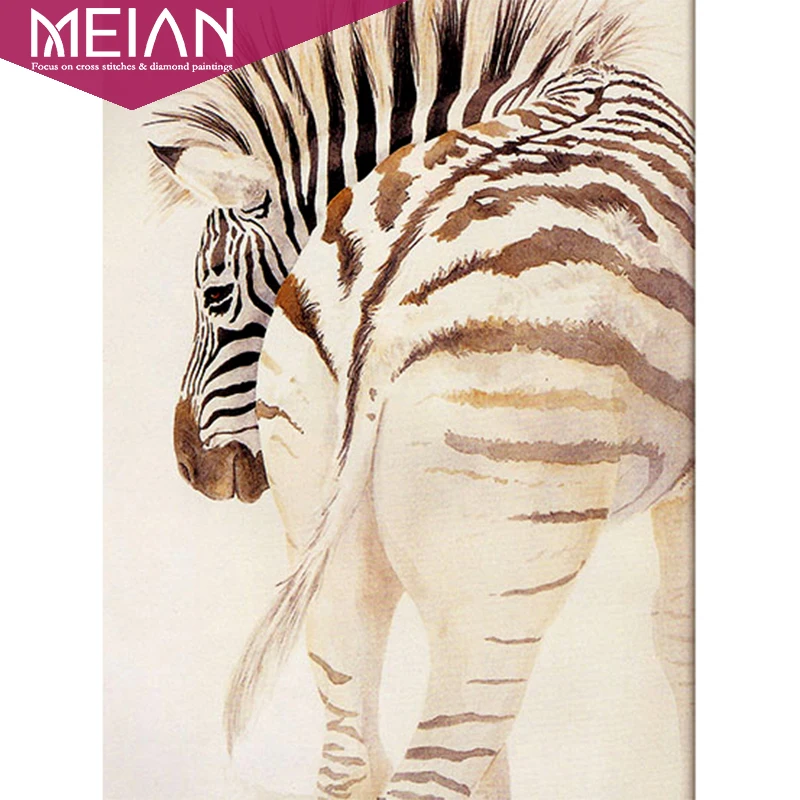 

Meian Full DIY Diamond Mosaic Zebra Handmade Diamond Painting Cross Stitch Kits Diamond Embroidery Patterns Rhinestones Arts