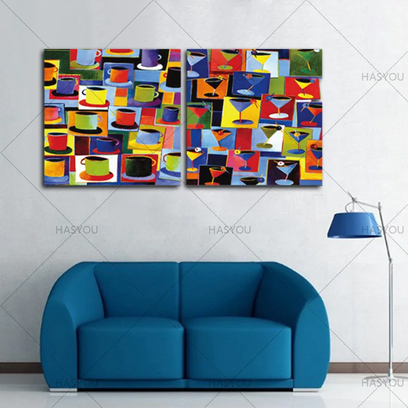 

2 Pcs/Set professional artist Hand painted Canvas abstract Oil Painting Wall Painting for Living Room home Decoration Picture