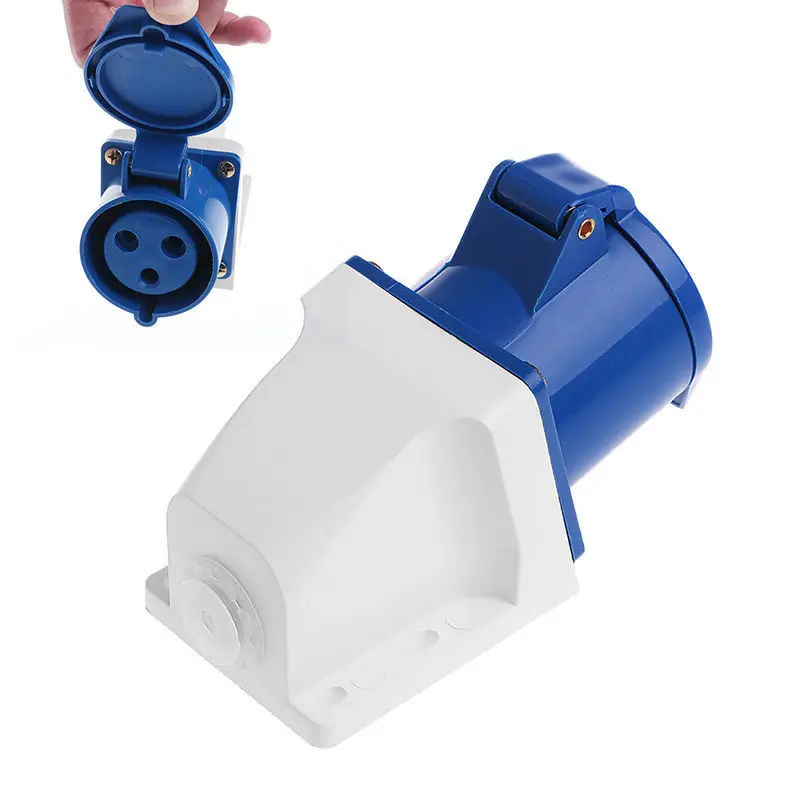 

32 Amp 3pin Industrial Electrical Connector Socket 220V-250Volt 147mm x 65mm Weatherproof Waterproof IP44 2P+E 32A Socket