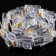 25Pcs Gold plated RJ45 Net Network Modular Plug Cat5 CAT5e Connector New Z17 Drop ship