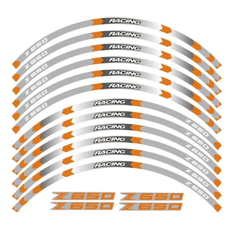 Мотоцикл Z650 17 дюймов обод наклейки колеса Светоотражающие в полоску для KAWASAKI Z 650 - Цвет: B Oragen