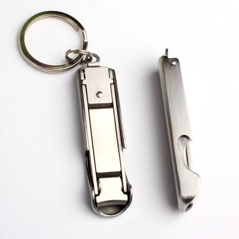 

2 in 1 Pocket Tool Outdoor Handle Bottle Opener Nail Clippers Cutter Keychain Car Key Ring 2019