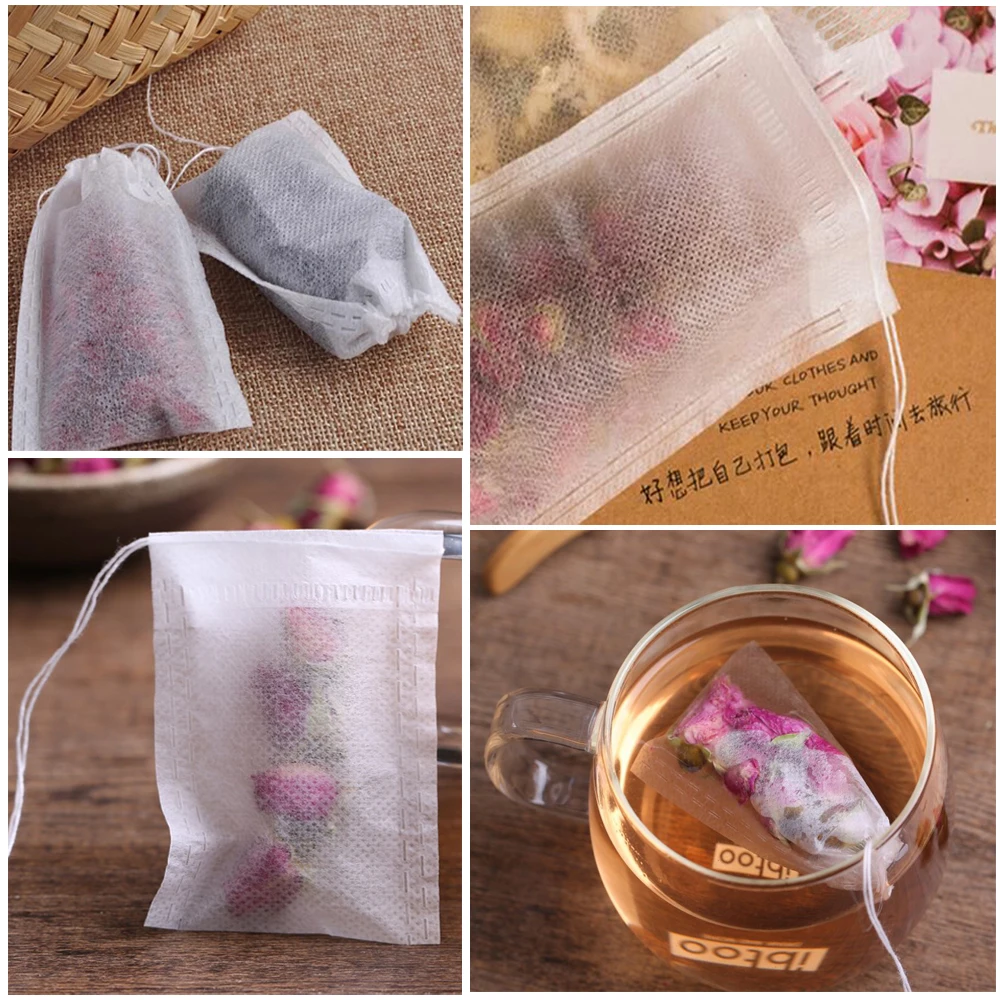 

100Pcs/Lot Teabags Empty Scented Tea Bags With String Heal Seal Non-Woven Fabric