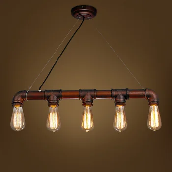 

Nordic Industrial LOFT IRON PIPE Pendant Light & Edison Vintage Bulbs E27 5 Arms Lights Home/Bar/Cafe Decorative Lighting