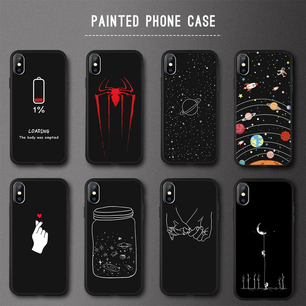 Забавный мягкий чехол из ТПУ для iPhone 7 8 Plus X 6 6S 5 5S SE 10 XS Max XR Черный силиконовый со
