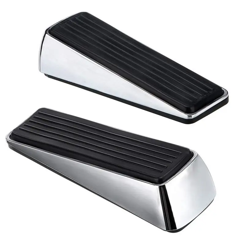 

NEW Hub Door Stopper with Rubber Treads, (4 Door Wedges with Satin Nickel Finish) Premium Quality. Heavy. Non-Slip. Non-Rustin