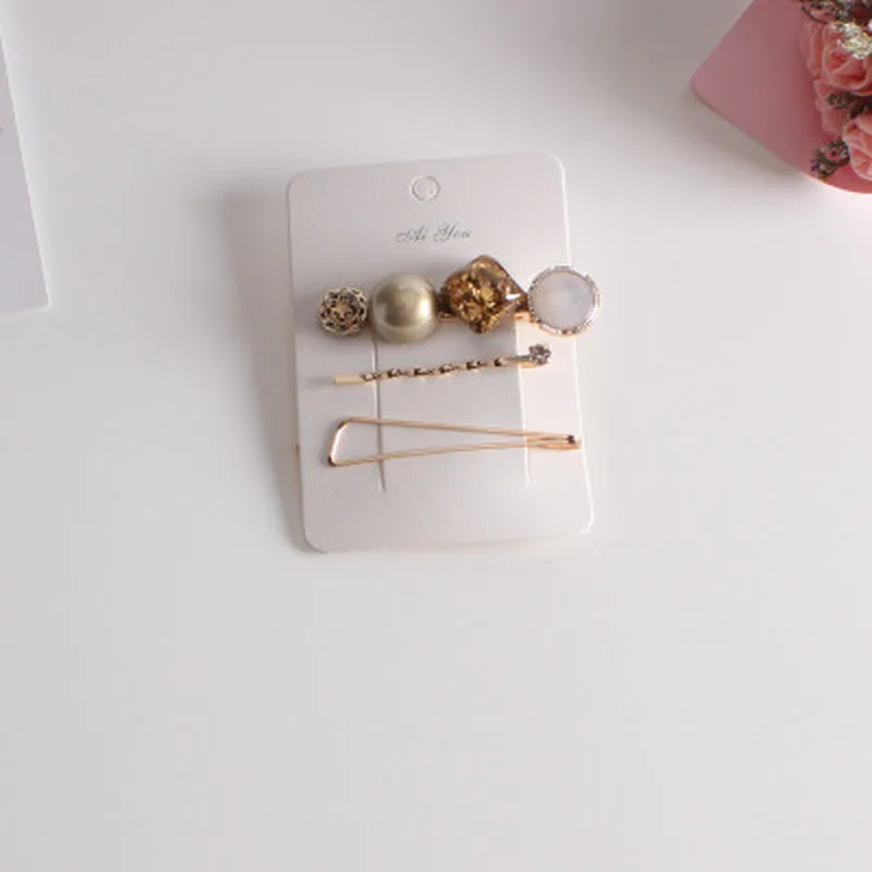 3PCS/Set Vintage Fashion Korean Women Imitiation Pearl Hair Clip Button Hairband Bobby Pin Barrette Hairpin Accessories New
