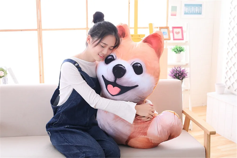 Fancytrader 3D Animal Corgi Plush Pillow Shiba Inu Dogs Toy Cartoon Pomeranian Dachshund Stuffed Doll Creative Decoration 90cm22