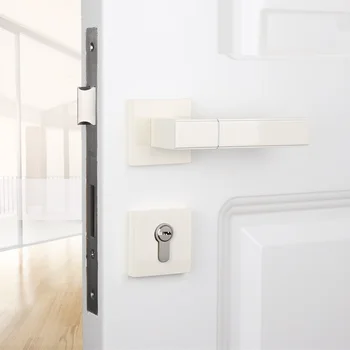 

Luxury American Nordic Copper Interior Room Office Bedroom Mute Round Handle Square Antique Wood Door Lock Indoor Furniture