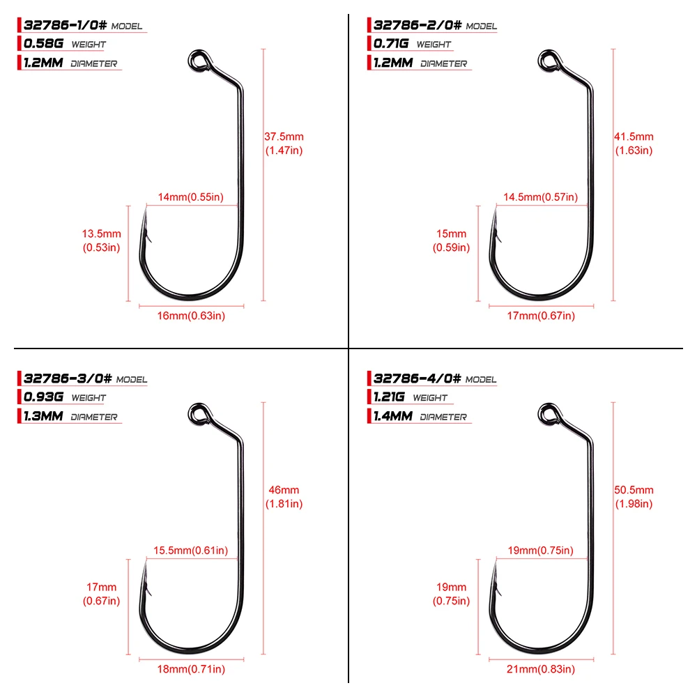 “ #1/0-2/0-3/0-4/0-5/0 Verme Gancho Cor Preta