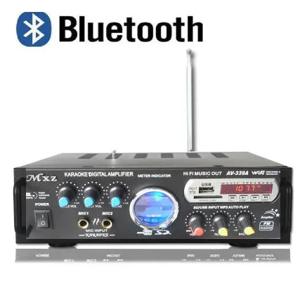 

AV-399A 220V 80W+80W Bluetooth Home theater Kara OK amplifier with Dual microphone / card USB / FM radio input