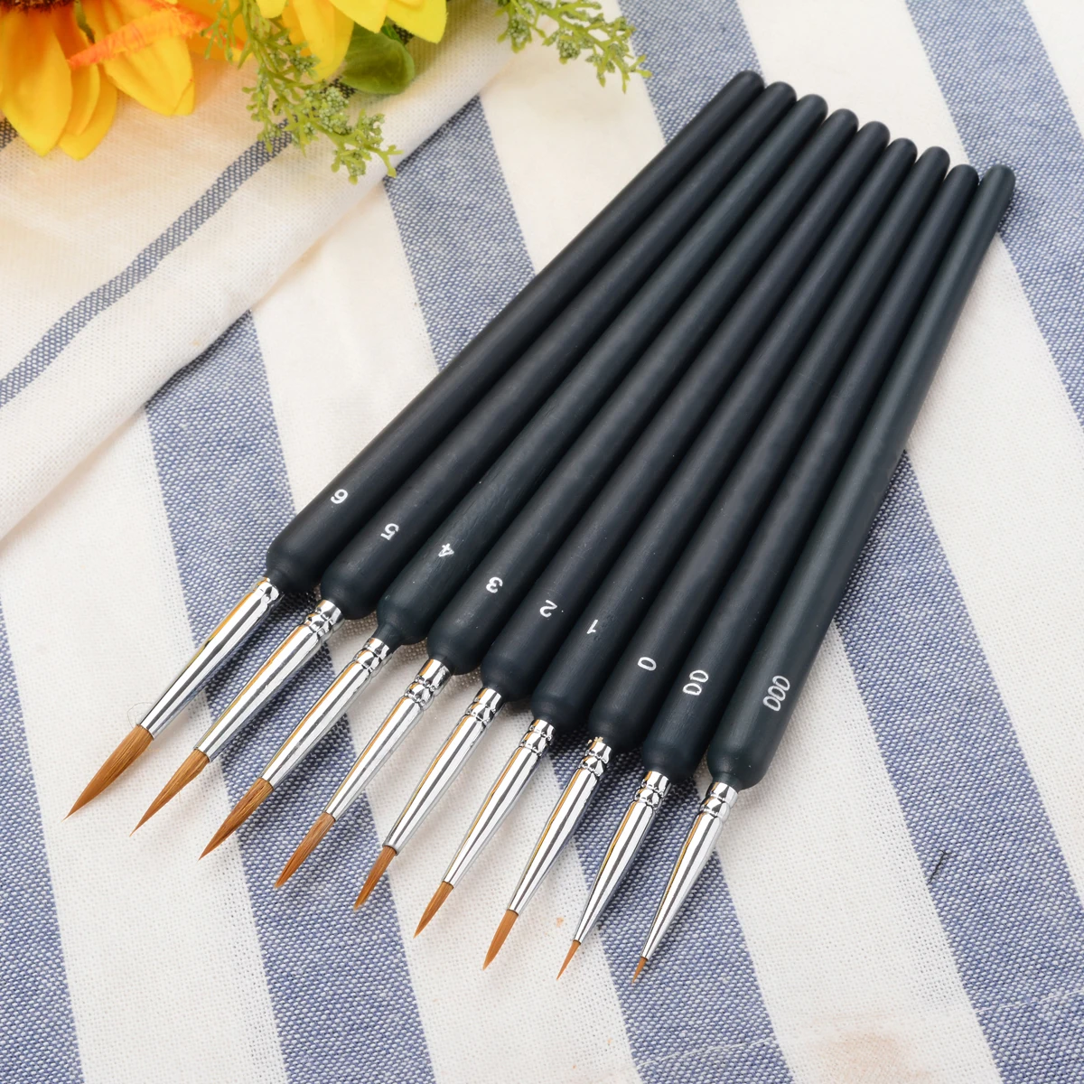 9Pcs Fine Watercolor Paint Brushes Weasel Hair Paint Brush Pen Sketched Line Pen for Oil Painting Drawing Stylus Art
