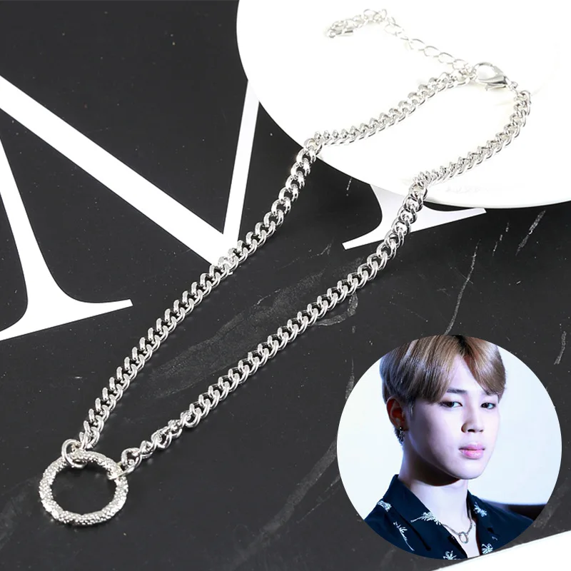 

New Fashion Jewelry KPOP Korea Boys JIMIN Choker Necklaces For Women Vintage Kolye Circle Collares Colar Round Pendant Necklace