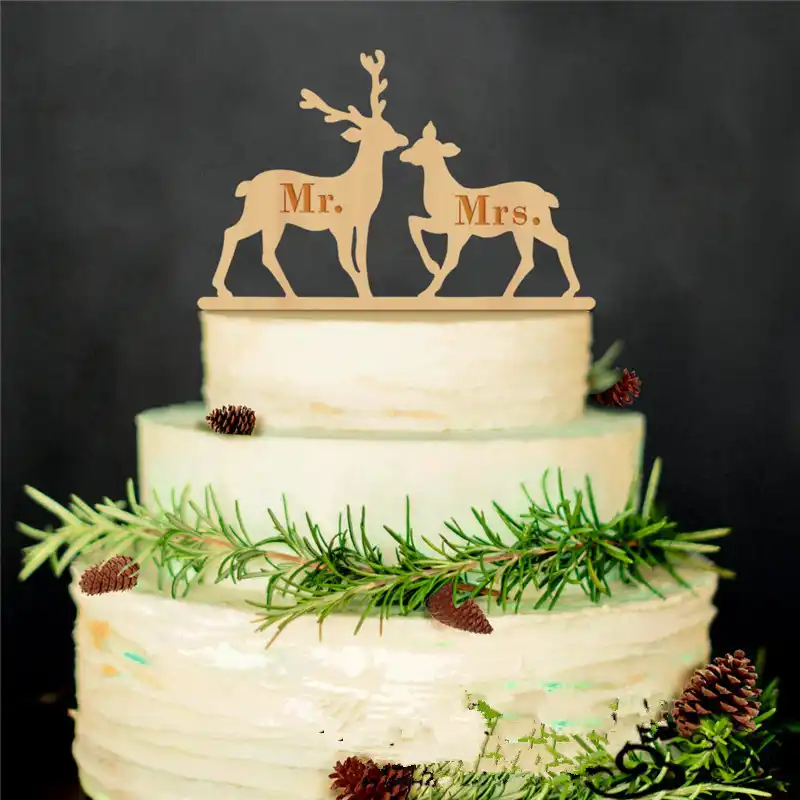 The Hunt Is Over Wedding Cake Topper Wooden Mr Mrs Couple Deer Wedding Cake Toppers For Wedding Decoration With Free Shipping Cake Decorating Supplies Aliexpress