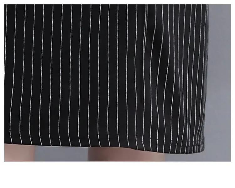 Summer Fake Two Pieces Dresses Women 2018 Fashion Striped Dress Lace Patchwork Robe Femme Short Sleeve Plus Size Vestidos Mujer (10)