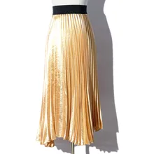 Новые модные женские туфли шифон плиссированные юбки Высокая Талия великолепные до середины икры юбки осень-зима юбки для Для женщин