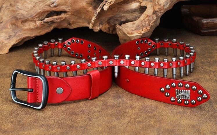 Cinturón de cuero con tachuelas punk rock para hombre, cinturón de aleación bala, estilo hip hop, remaches para Vaqueros|Cinturones hombre| - AliExpress