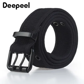 

Deepeel 3.8*110cm Cotton Canvas Belt Unisex Casual Double Pin Buckle Belt Wild Sports Jeans Costume Decorative Accessories YB074