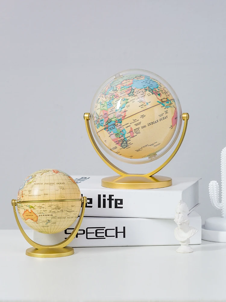 

Retro Globe Metal Globe World Map Teaching Instrument Desk Study Desktop Home Decoration