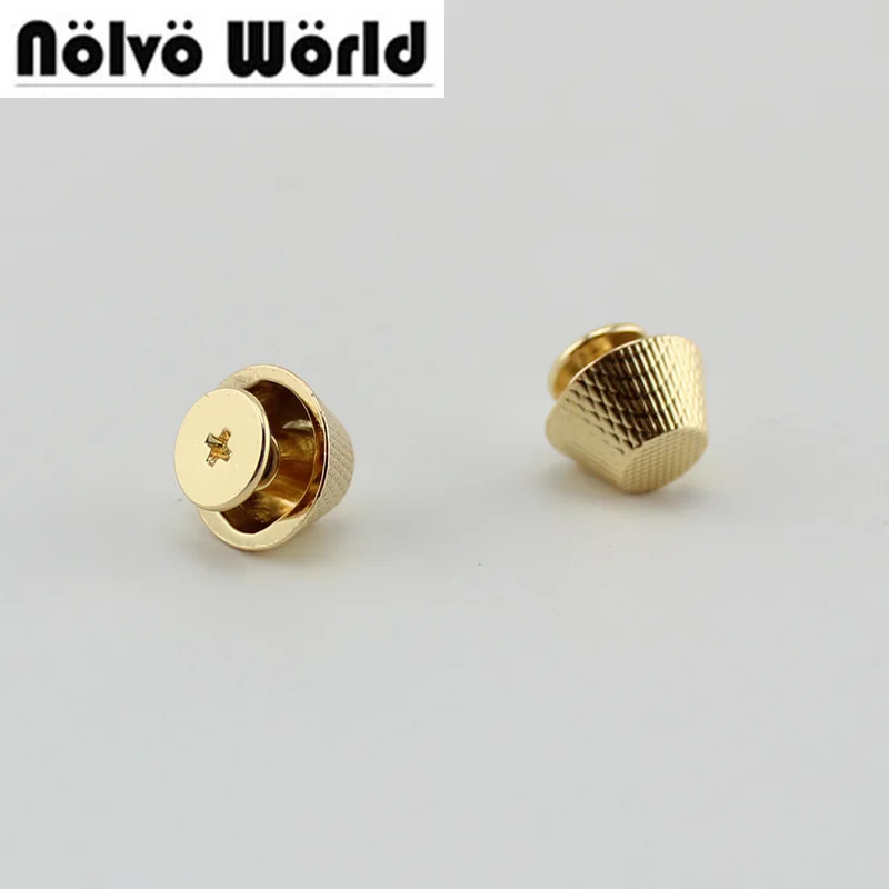 50pcs 12.4*6.5mm gold metal engraved screw rivet bags handbags bags